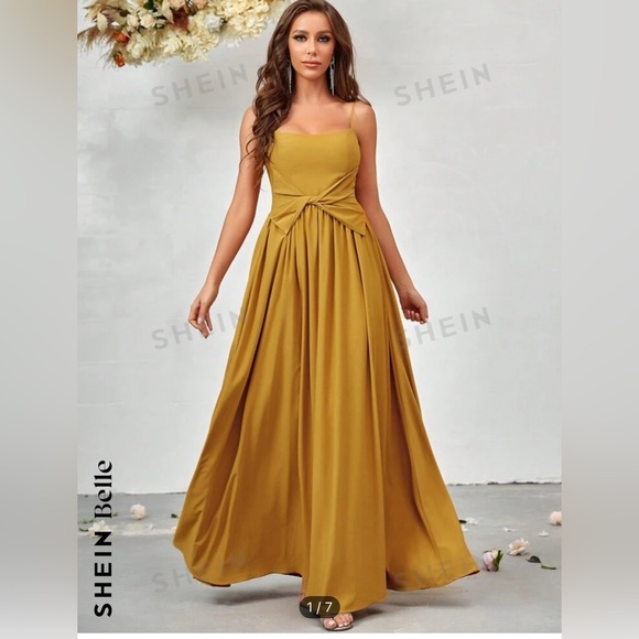 Shein Bridesmaid Dress - Mustard Yellow - Picture 1 of 5